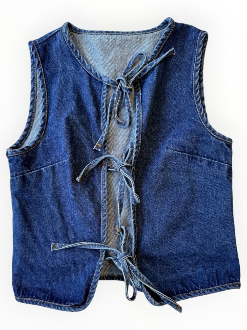 Denim Tie Front Vest Top Y2K Western Cottagecore